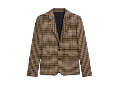 CELINE Jacket Double Faced Satin Wool Crepe "Beige/Hazelnut/Black"