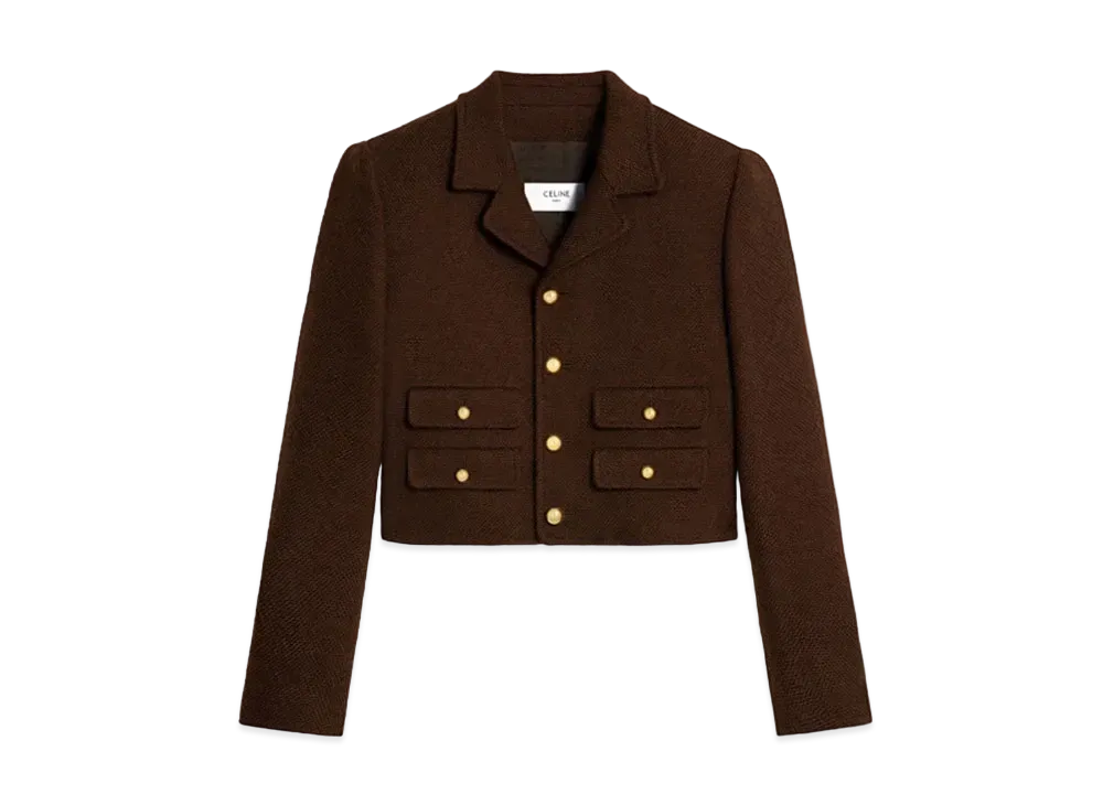 CELINE Vivienne Jacket In Wool Tweed "Cafe"