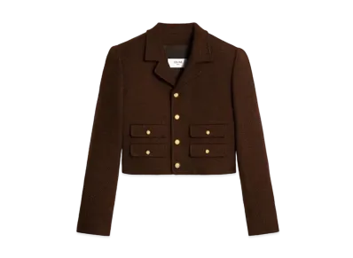 CELINE Vivienne Jacket In Wool Tweed "Cafe"