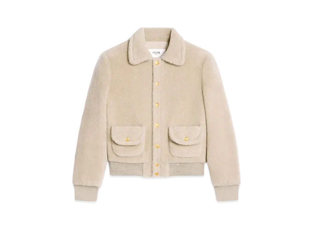 CELINE Chelsea Blouson Jacket In Silk and Cashmere "Natural"