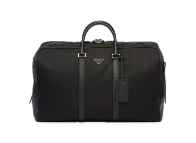 PRADA Re-Nylon x Saffiano Leather Duffle Bag "Black"
