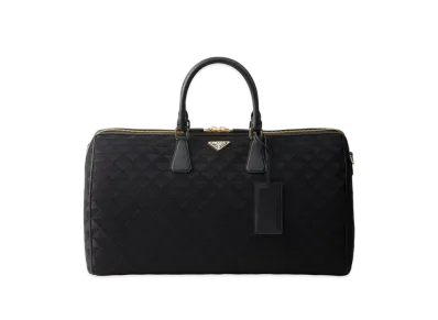 PRADA Embroidered Fabric Duffel Bag "Black"