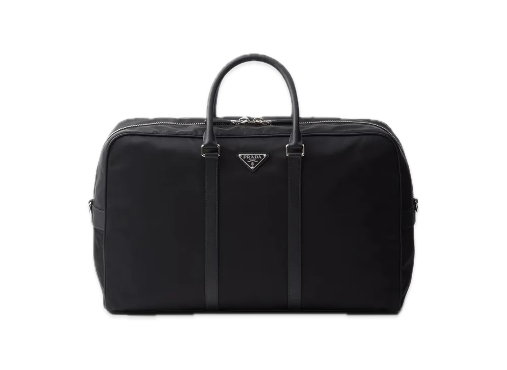 PRADA Re-Nylon x Saffiano Leather Duffle Bag "Black"