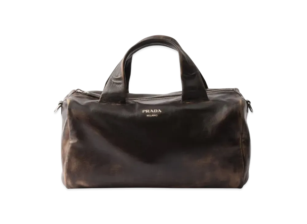 PRADA Nappa Leather Duffle Bag "Dark Brown"