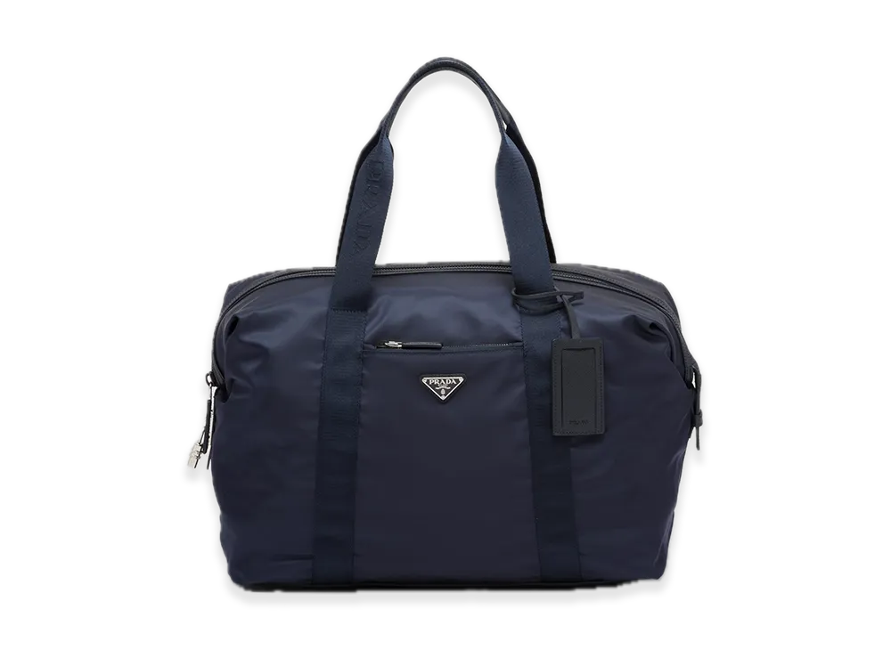 PRADA Re-Nylon x Saffiano Leather Duffle Bag "Navy"