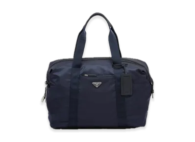 PRADA Re-Nylon x Saffiano Leather Duffle Bag "Navy"