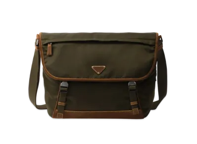 PRADA Large Re-Nylon and Suede Shoulder Bag "Khaki Green/Dark Brown"
