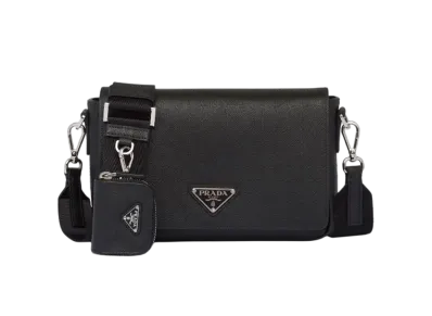 PRADA Saffiano Leather Shoulder Bag "Black"