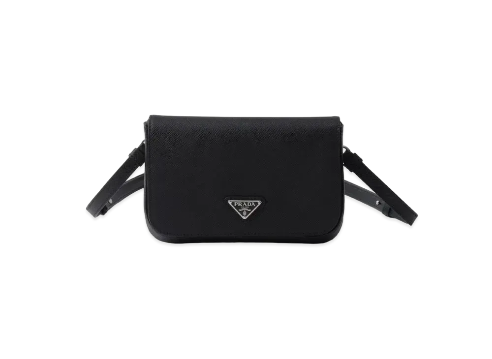 PRADA Saffiano Leather Shoulder Bag "Black"