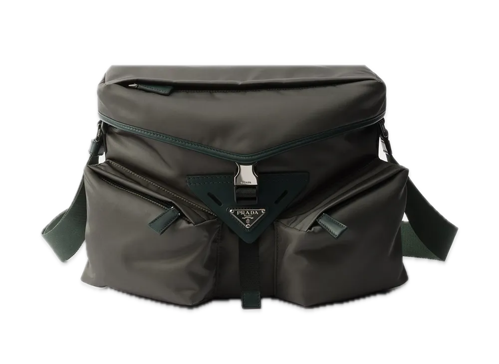 PRADA Re-Nylon x Leather Shoulder Bag "Khaki"