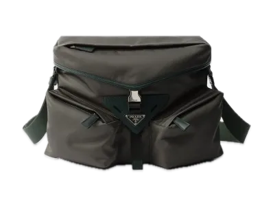 PRADA Re-Nylon x Leather Shoulder Bag "Khaki"