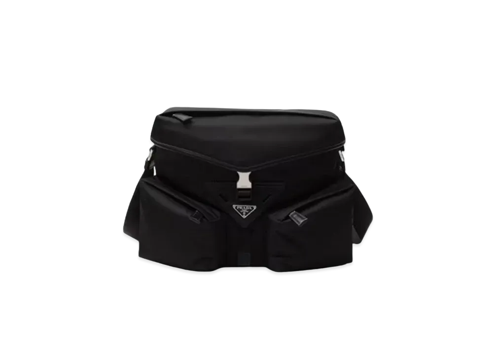 PRADA Re-Nylon and Leather Shoulder Bag "Black"