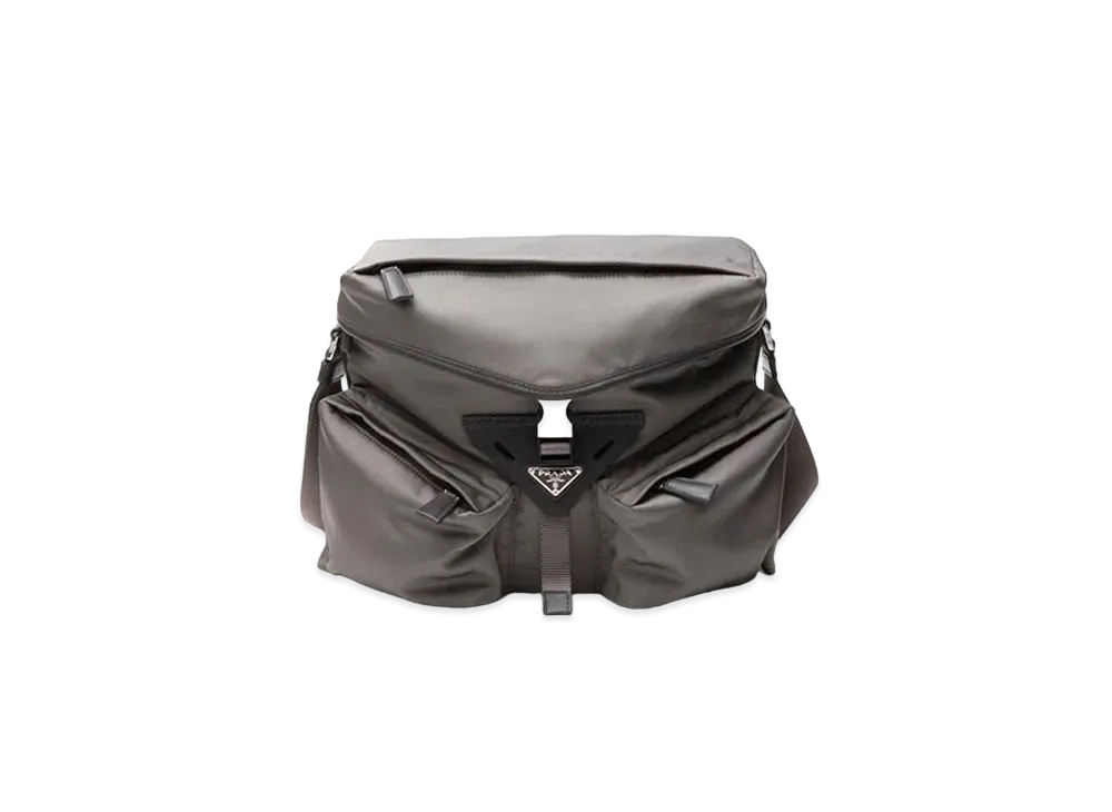 PRADA Re-Nylon and Leather Shoulder Bag "Gray"