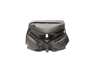 PRADA Re-Nylon and Leather Shoulder Bag "Gray"