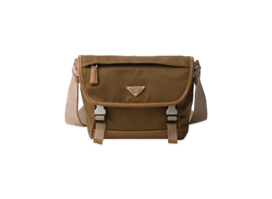 PRADA Re-Nylon and Leather Shoulder Bag "Brown"