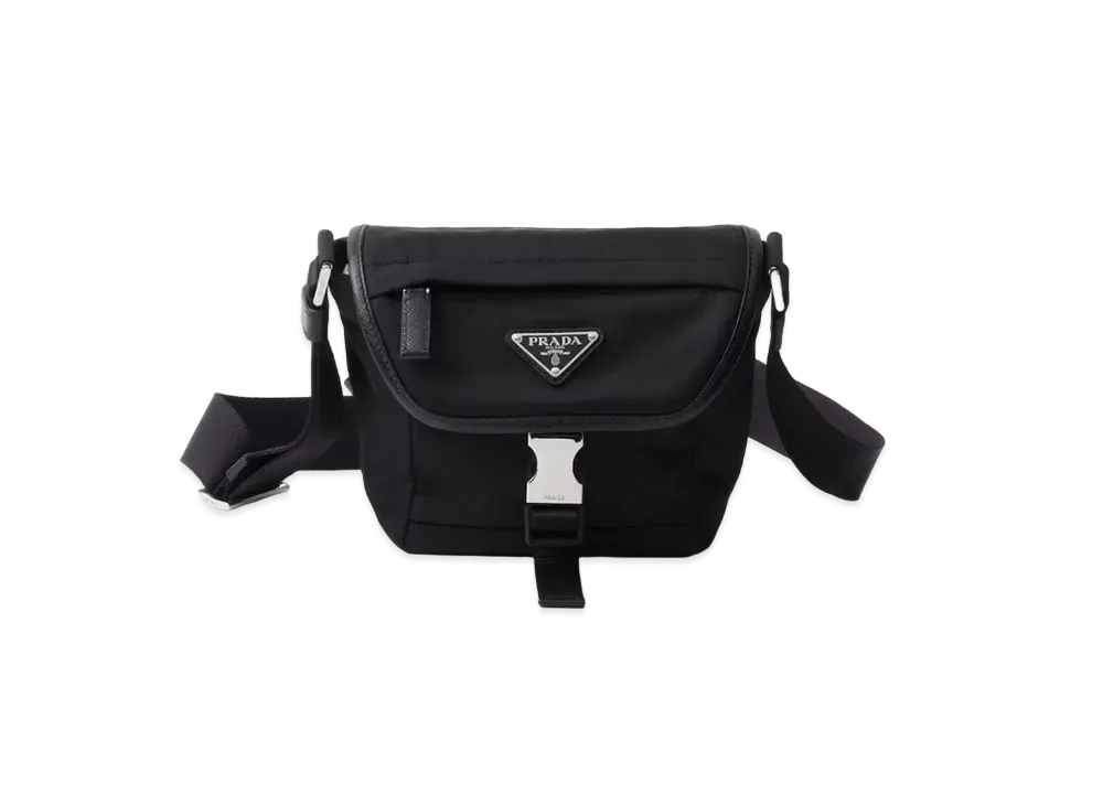 PRADA Re-Nylon and Saffiano Leather Shoulder Bag "Black"