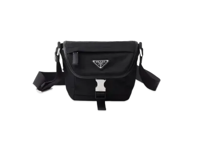 PRADA Re-Nylon and Saffiano Leather Shoulder Bag "Black"