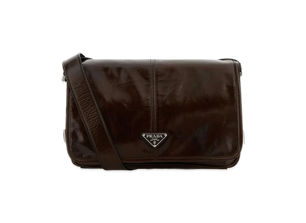 PRADA Chocolate Leather Crossbody Bag "Brown"