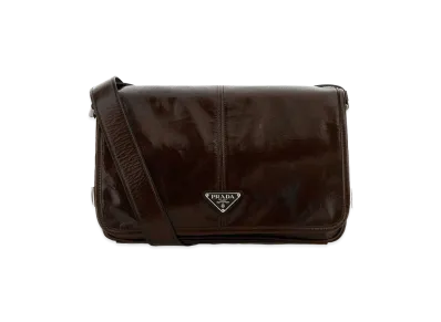PRADA Chocolate Leather Crossbody Bag "Brown"