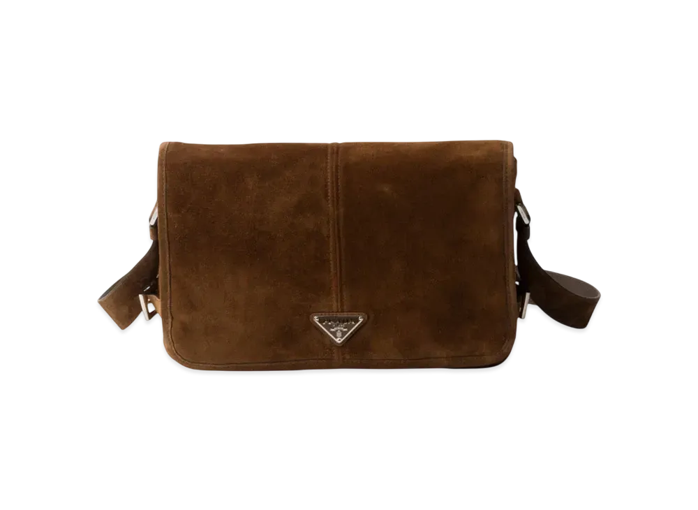 PRADA Suede Shoulder Bag "Dark Brown"