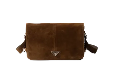 PRADA Suede Shoulder Bag "Dark Brown"
