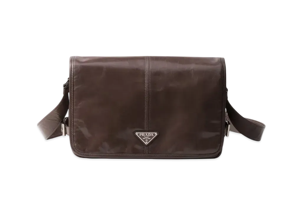 PRADA Leather Shoulder Bag "Bamboo/Beige"