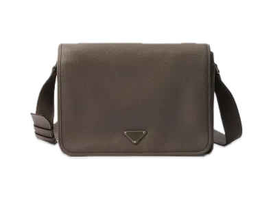 PRADA Leather Shoulder Bag "Gray Brown"