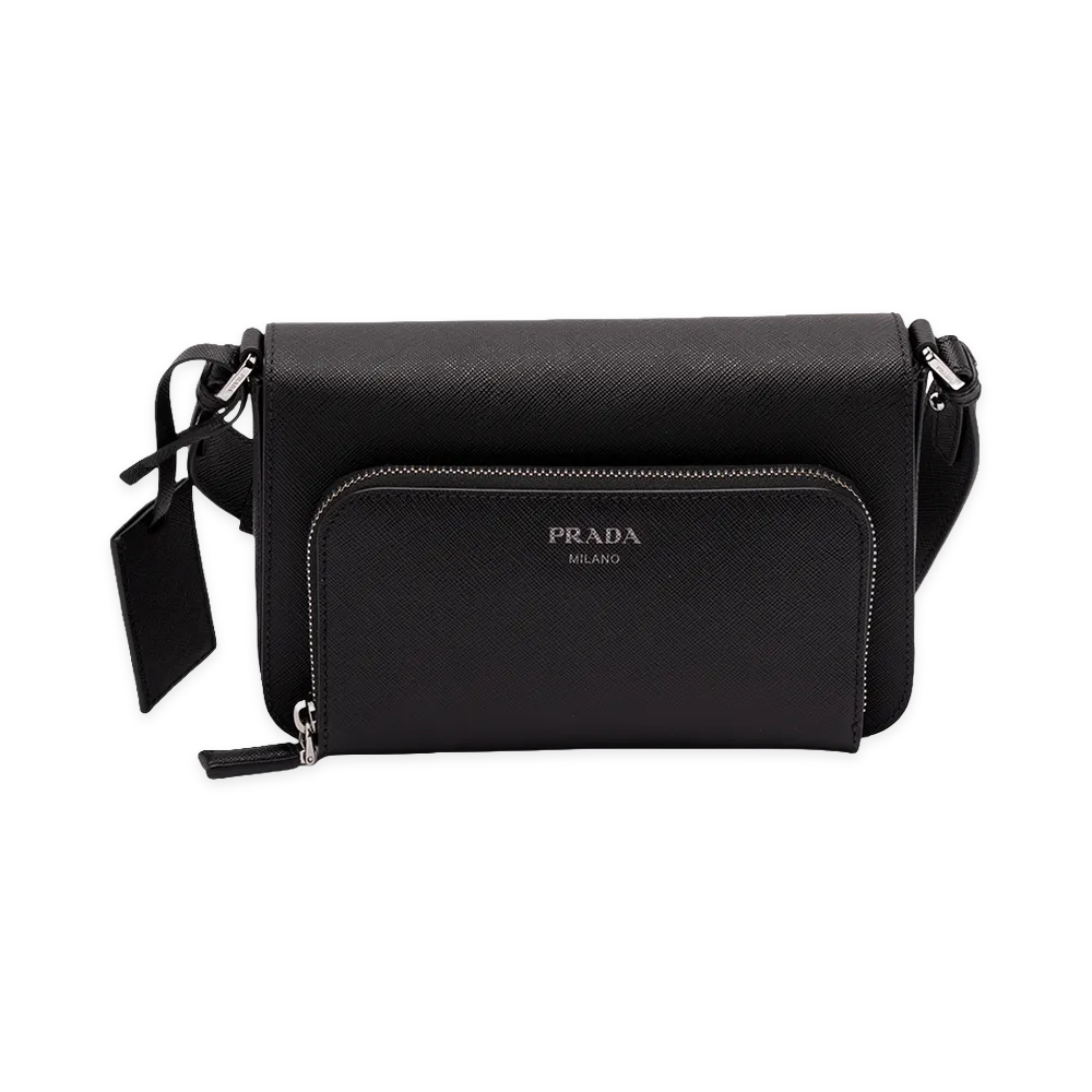 PRADA Saffiano Leather Shoulder Bag "Black"