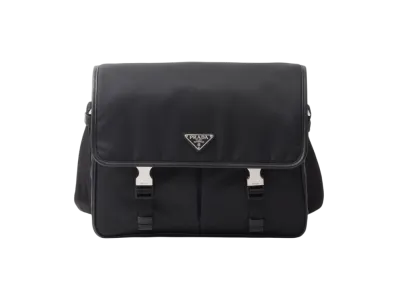 PRADA Re-Nylon x Saffiano Leather Shoulder Bag "Black"
