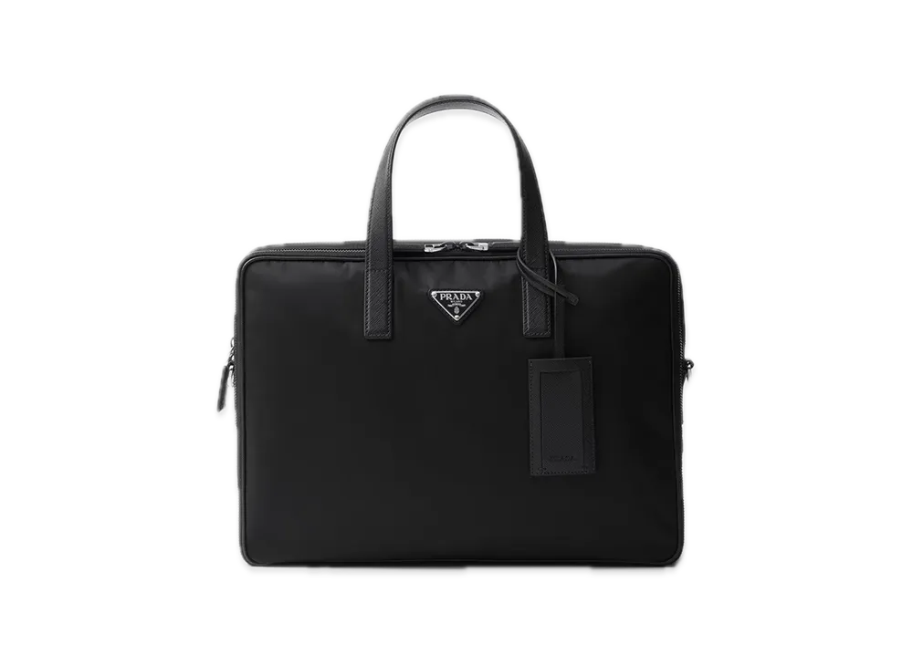 PRADA Re-Nylon x Saffiano Leather Briefcase "Black"