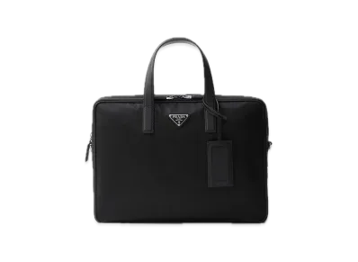 PRADA Re-Nylon x Saffiano Leather Briefcase "Black"