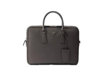 PRADA Saffiano Leather Briefcase "Bamboo/Beige"