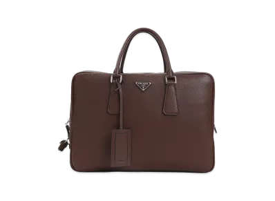 PRADA Grained Leather Tote Bag "Brown"