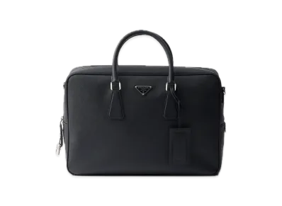 PRADA Saffiano Leather Briefcase "Black"