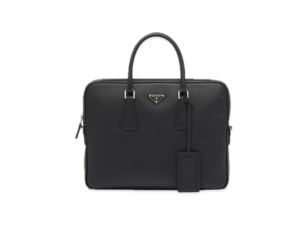 PRADA Saffiano Leather Briefcase "Black"