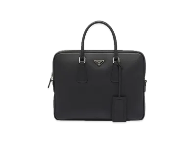 PRADA Saffiano Leather Briefcase "Black"