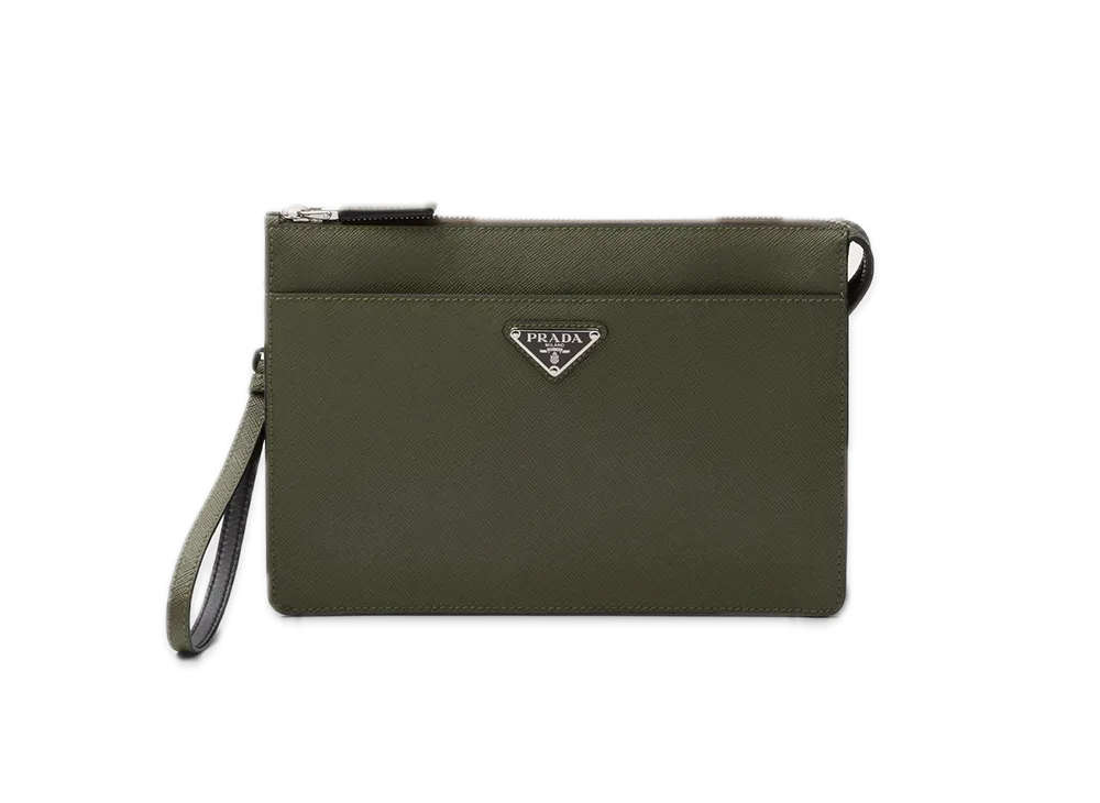 PRADA Saffiano Leather Pouch "Loden"