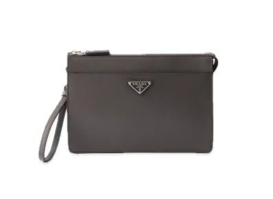 PRADA Saffiano Leather Pouch "Bamboo/Beige"