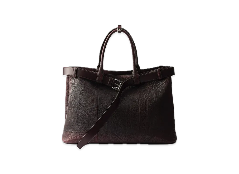 PRADA Buckle Nappa Leather Bag "Dark Red Brown"