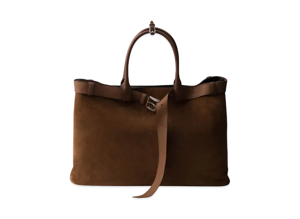 PRADA Buckle Suede Bag with Belt "Dark Brown"