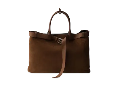 PRADA Buckle Suede Bag with Belt "Dark Brown"