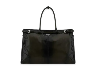 PRADA Leather Bonnie Shopping Bag "Dark Green"
