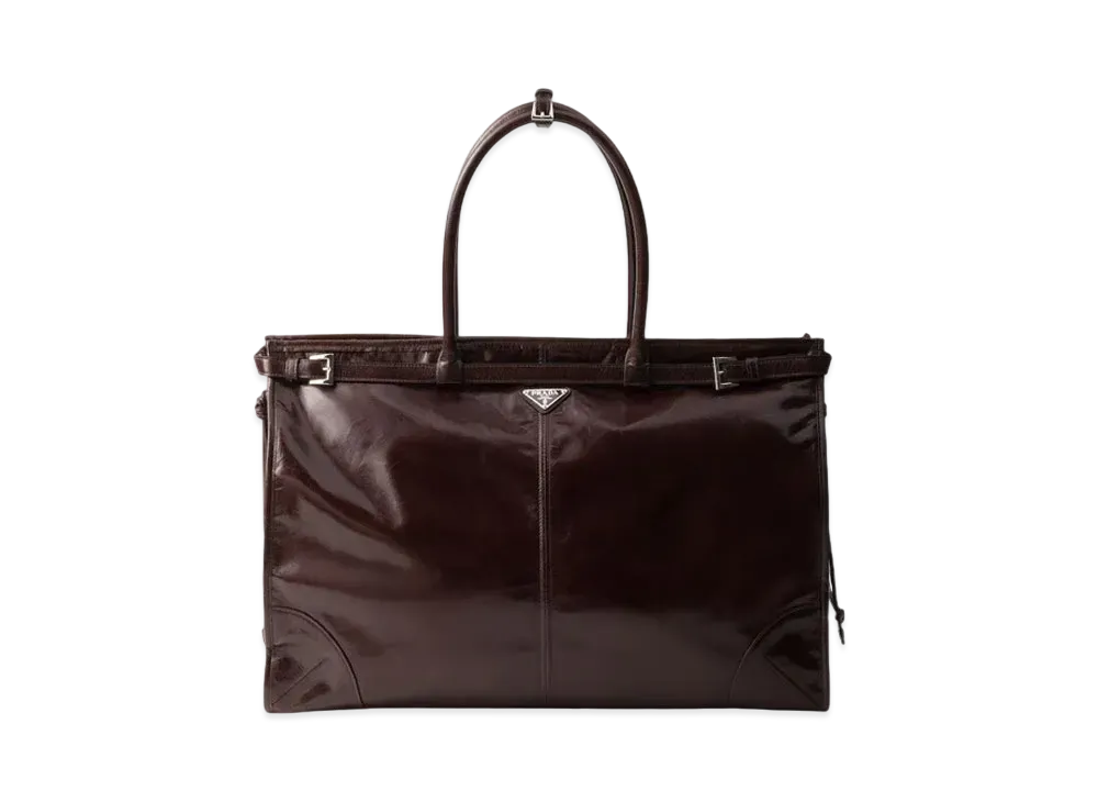 PRADA Leather Tote Bag "Dark Brown"