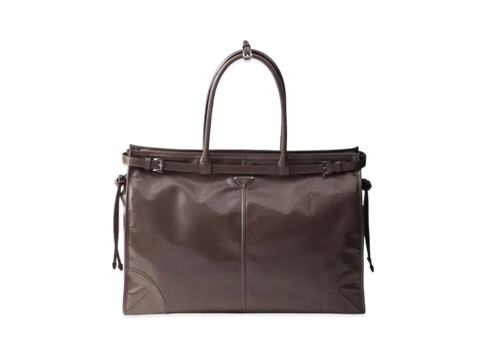 PRADA Leather Tote Bag "Bamboo/Beige"