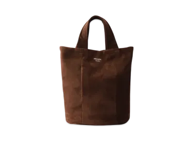 PRADA Suede Tote Bag "Dark Brown"