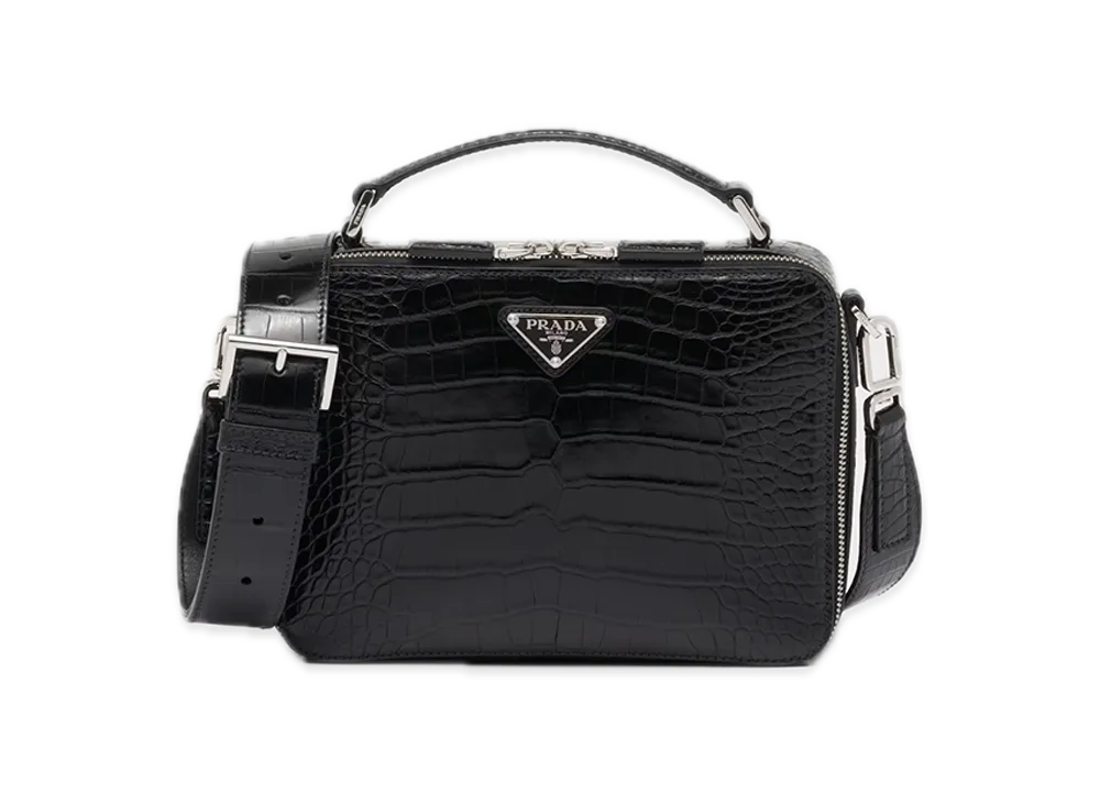 PRADA Brique Crocodile Leather Bag "Black"