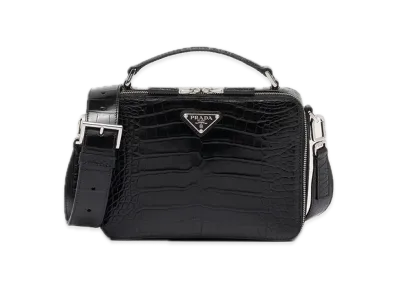 PRADA Brique Crocodile Leather Bag "Black"