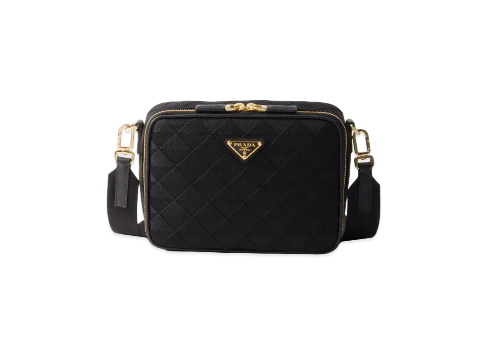 PRADA Brique Embroidered Fabric Bag "Black"