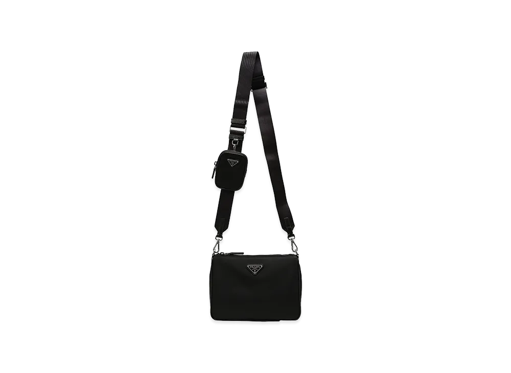 PRADA Triangle Logo Re-Nylon Saffiano Leather Shoulder Bag Tessuto Saffiano "Black"