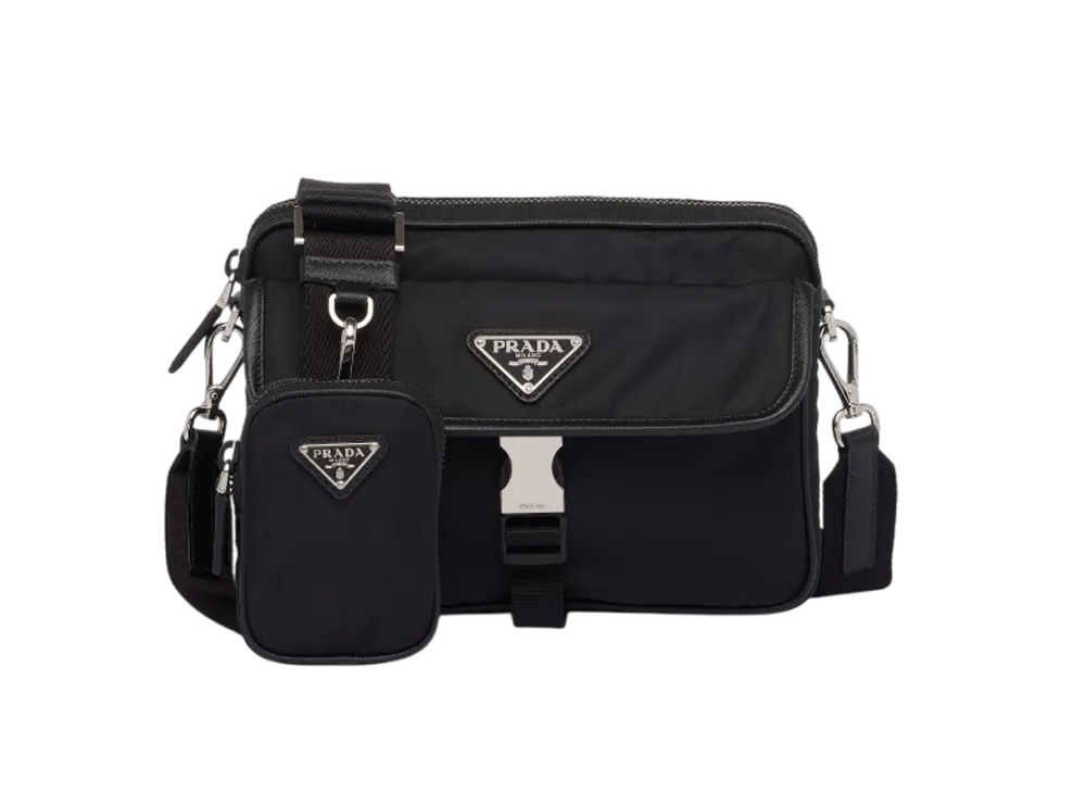 プラダ リナイロン x サフィアーノレザー ショルダーバッグ "ブラック" 2VH133_2DMH_F0002_V_XMP